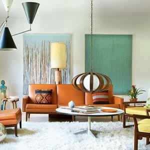 A Mid-Century Modern home decor style living room.