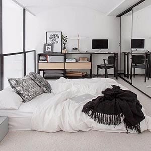 A Scandinavian home decor style bedroom.