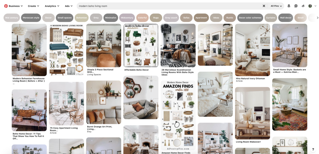 The Easiest Way to Create a Mood Board for Interior Design. STEP 4: Now for the fun part! You can add pins in a few different ways. Within Pinterest, you can repin or move pins you've already added to other boards or use the search bar to find new pins.
