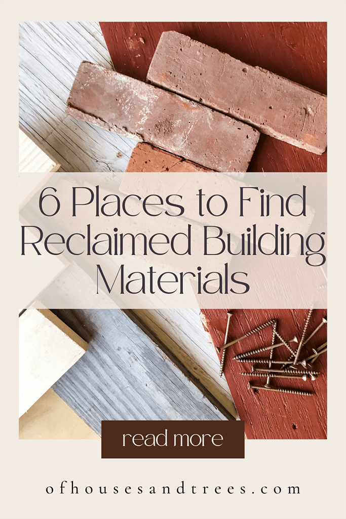Old red brick tiles and various scrap wood with text 6 places to find reclaimed building materials.