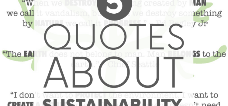 Five sustainability quotes superimposed over images of mountains, forests and a child hugging a very large tree. Cheesy? Perhaps. True? Hell yes.