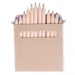 Eco-friendly craft supplies - wood pencil crayons in a plain brown box.