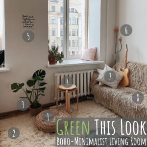 green bohemian living room