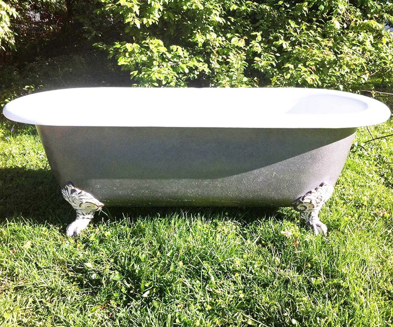 Looking to create an eco-friendly bathroom? It's the perfect opportunity to green everything - including your tub, sink, faucet, vanity and toilet! An antique clawfoot tub is one way to put the 