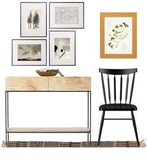 A 2D design board featuring Scandinavian minimalist furniture and decor.