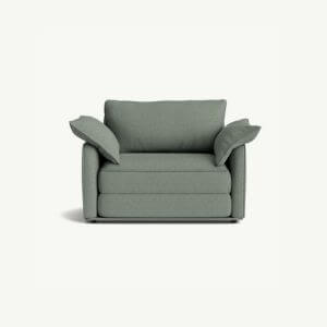 A light green armchair sofa bed on a white background.