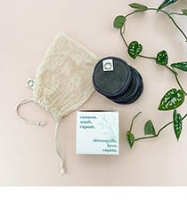 Zero waste items on a soft pink background. Click to visit The Reducery website.