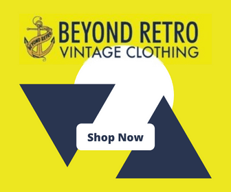 Beyond Retro logo on a bright yellow background with the words "shop now." Click to visit the Beyond Retro website.